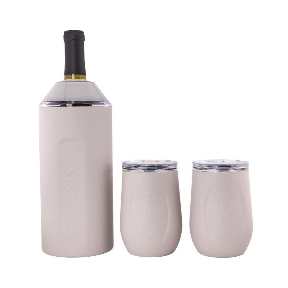 Wine & Champagne Chiller Gift Set with Glass-Lined Tumblers – Multiple Colors Available