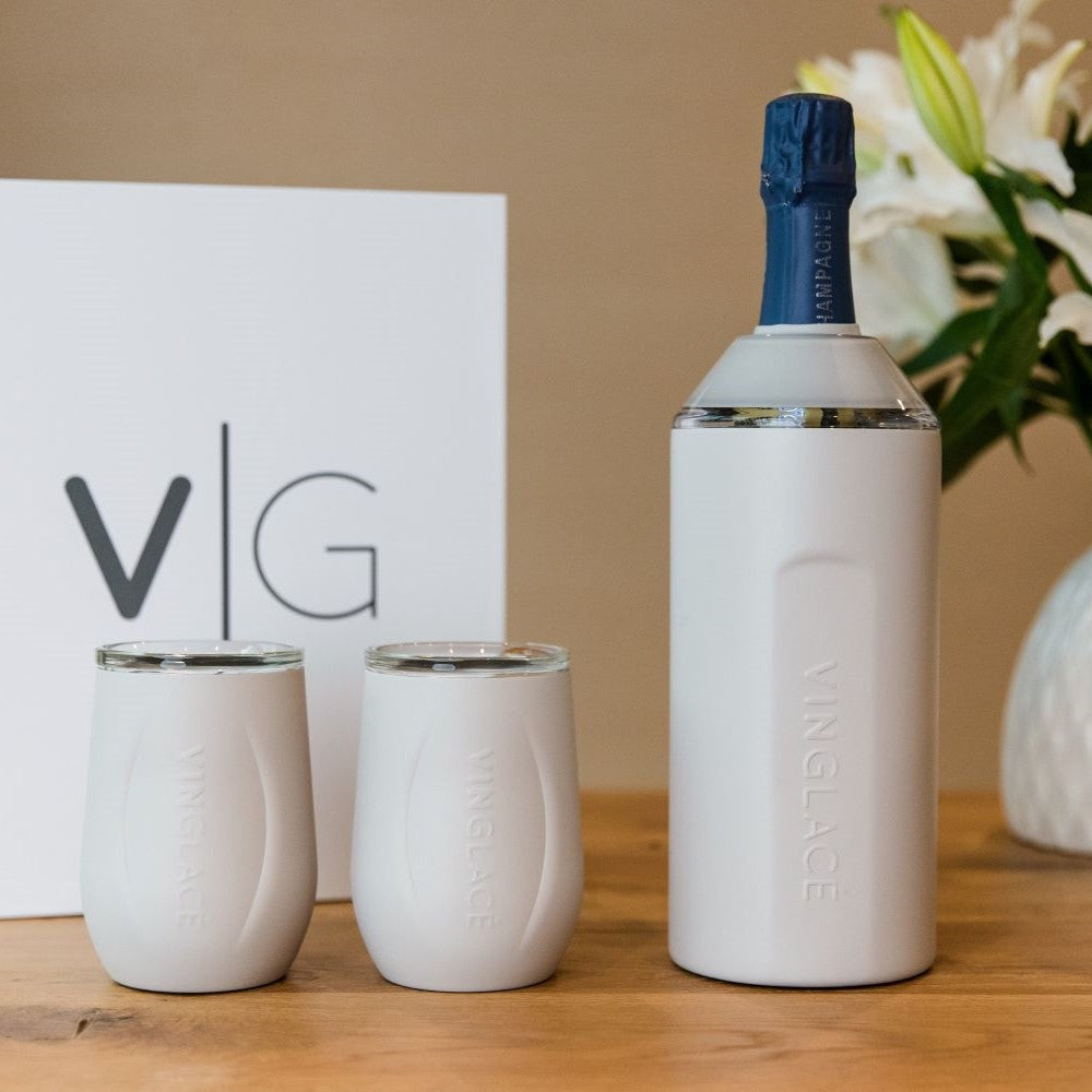 Wine & Champagne Chiller Gift Set with Glass-Lined Tumblers – Multiple Colors Available