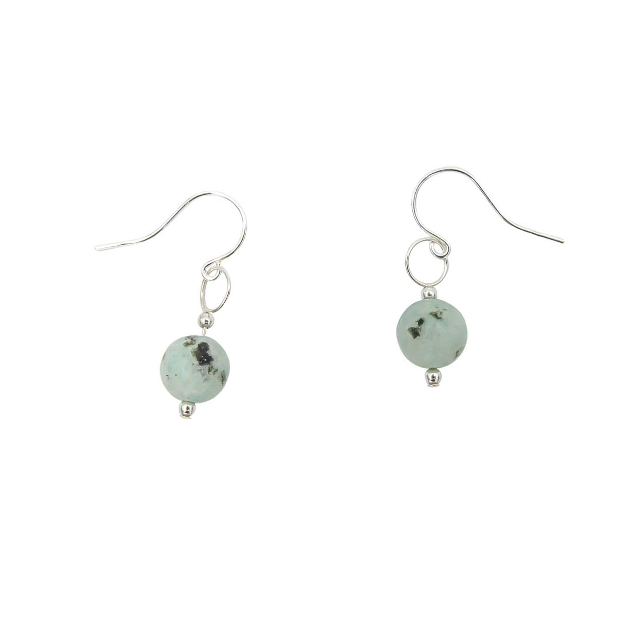 Handmade Petite Kiwi Jasper | Sterling Silver Earrings | Eco-Friendly Jewelry | Hypoallergenic & Nickel-Free | Natural Stone