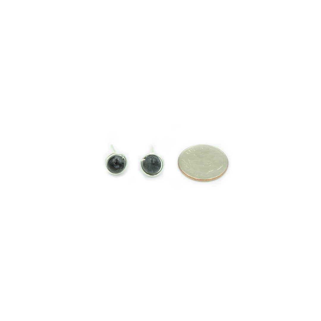 Handmade Sterling Silver Black Moonstone Nests | Stud Posts Earrings | June Birthstone | Eco-Friendly Jewelry | Hypoallergenic & Nickel-Free | Natural Stone