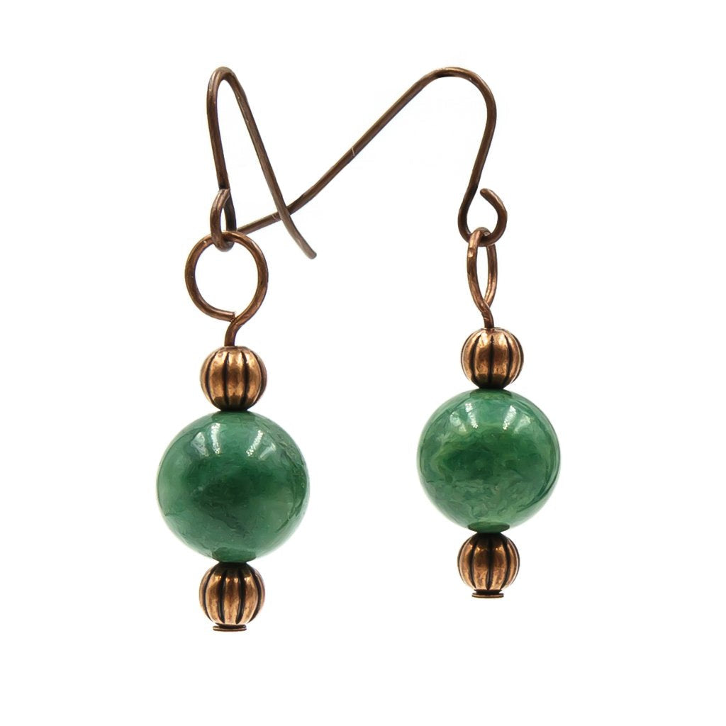 Handmade Verdite | Copper Earrings | Eco-Friendly Jewelry | Hypoallergenic & Nickel-Free | Natural Stone