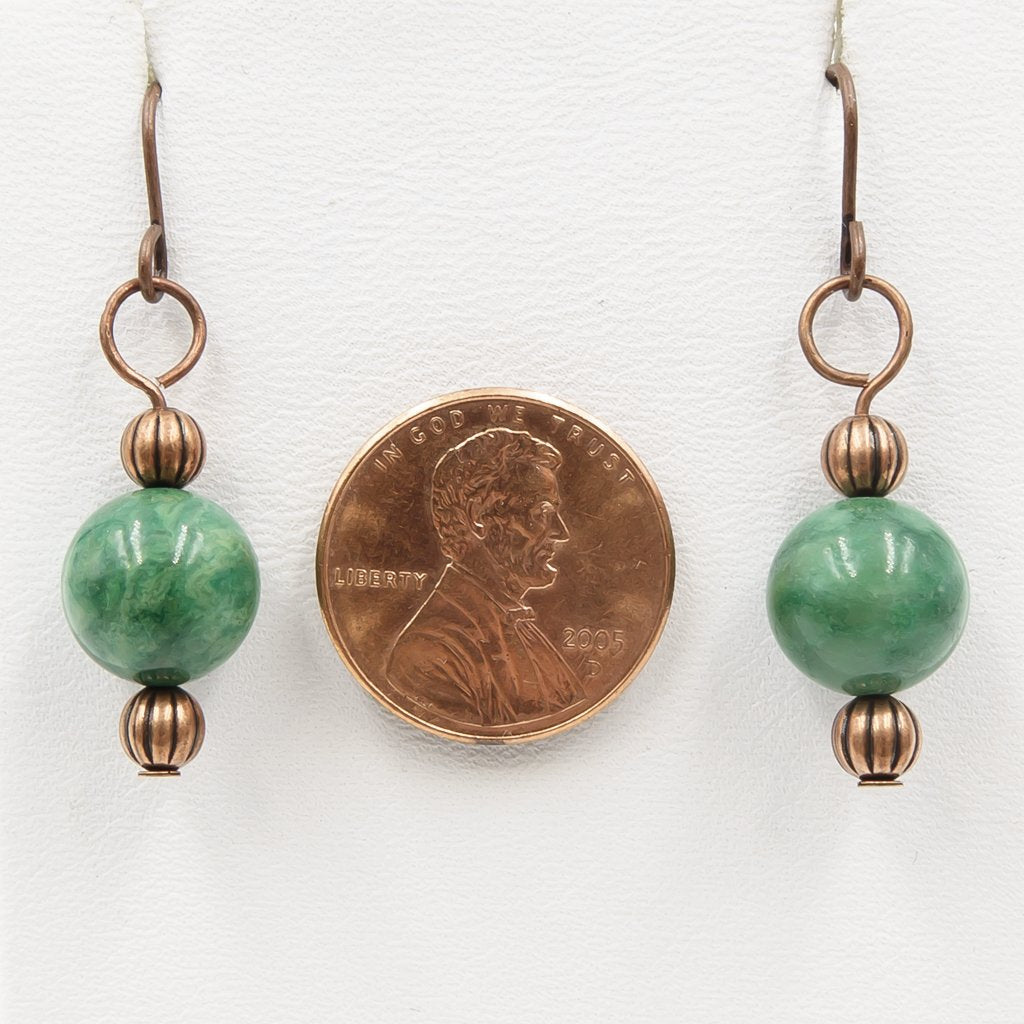 Handmade Verdite | Copper Earrings | Eco-Friendly Jewelry | Hypoallergenic & Nickel-Free | Natural Stone