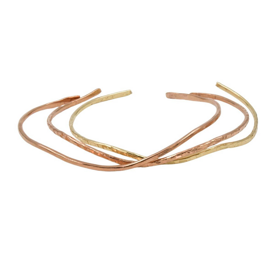 Handmade Stacking Curved Copper Bangle Cuff Bracelet | Custom Sizing Clasp Bracelet| Eco-Friendly | Hypoallergenic & Nickel-Free